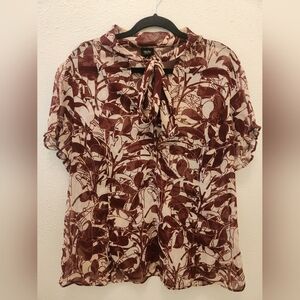 Mossimo Supply Co. Burgundy Leaf Print Blouse